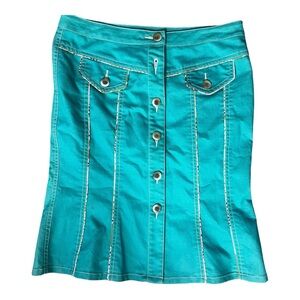 Y2K Bebe Teal Blue Mermaid Midi Skirt